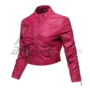 Chaqueta de cuero para mujer, diseño único, servicio OEM