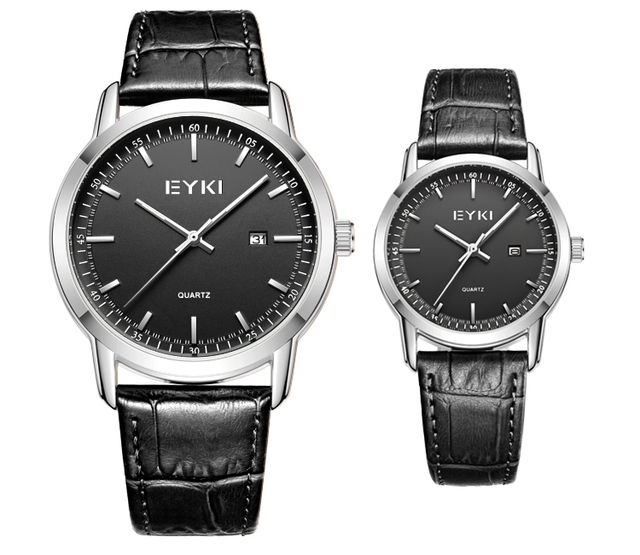 EYKI E1151 Couple Quartz Watch Movement Watches for Lovers Charm Leather Band Minimal Watch