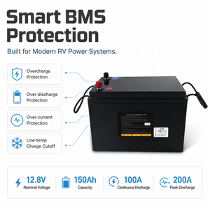 Pack de batteries LiFePO4 BSY LN5 H8 DIN Standard 12,8V 150Ah avec BMS intelligent intégré <span class=keywords><strong>pour</strong></span> voiture, yacht, <span class=keywords><strong>camping</strong></span>-<span class=keywords><strong>car</strong></span>, système solaire - Product Image 1