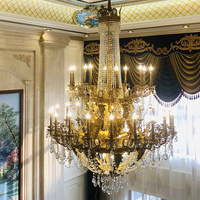 XingZhong – lampe suspendue en cristal, en laiton, pour église, Boho, énorme lustre, grands lustres pour plafonds hauts