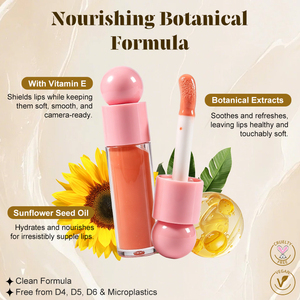 Brillo Labial Nude con Vitamina E y Lazo de Cinta para Niñas, Holográfico, Larga Duración, Efecto Espejo, No Pegajoso - Product Image 3