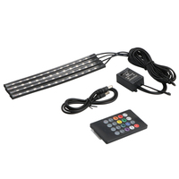 Lumières LED pour voiture, intérieur, 4 pièces, bande lumineuse LED 48 LED pour voiture avec port USB, RGB, intérieur, bande LED décorative 5050, ambiance de voiture