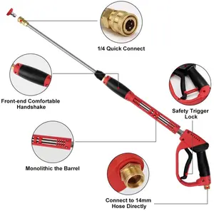 2023 Yaoenレッドロングカーウォッシャーウォーターガンフォームフォームピストル、ホルスター高圧スプレーガン付き - Product Image 4