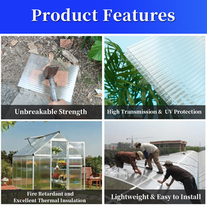 Màu xanh lá cây nhà Polycarbonate tấm 16mm Dày x Loại cấu trúc multiwall nhà kính tấm polycarbonate rỗng - Product Image 2