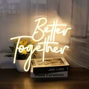 Déclaration de mariage : « Better Together » – Lettres lumineuses flexibles, lumières d'ambiance pour fêtes et vacances, enseigne néon - Product Image 1