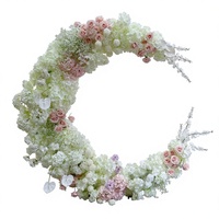 Composition florale en soie rose clair, motif arche lunaire, pour arrière-plan de scène de mariage, cérémonie de demande en mariage et aménagement de centre commercial