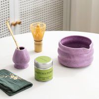 Kit de démarrage au matcha personnalisé Premium, coffret cadeau de thé matcha violet 6 pièces pour les débutants en cérémonie du thé et les cadeaux