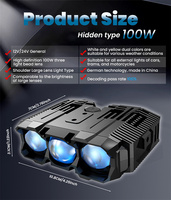 Phare LED à grille haute puissance 200W à trois lentilles, bicolore 6000K 3000K, 12V 24V, feux auxiliaires extérieurs pour voitures