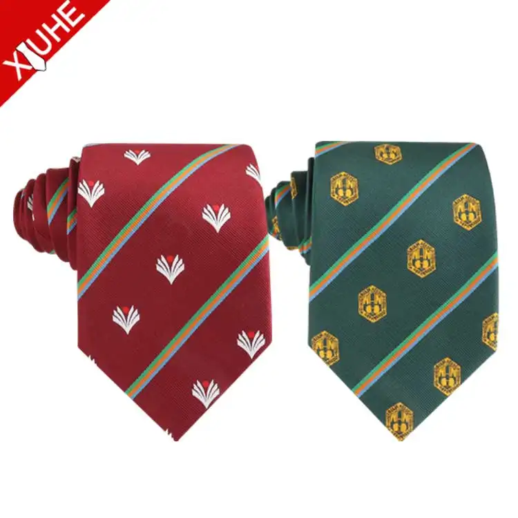 Classic Design High Quality Neckties Mens Custom Logo Green Necktie Striped Jacquard Custom Polyester Tie