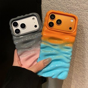 Newest gradual colors soft silicone TPU wave 3D mobile phone case for iPhone 17 pro max glossy back <b>cover</b> factory wholesale - Product Image 1