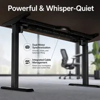Bureau de travail électrique en L à double moteur dissimulé, installation standard, à deux niveaux, avec poutres longues et courtes en forme de S, en fer