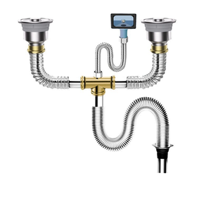 Évier de cuisine en acier inoxydable chromé gris argenté Jade Hill avec double drain, installation facile, filtre standard moderne - Product Image 4