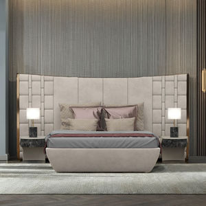 <span class=keywords><strong>Lit</strong></span> italien moderne de luxe King Size avec tête de <span class=keywords><strong>lit</strong></span> haute rembourrée <span class=keywords><strong>en</strong></span> cuir souple et bois doré sur mesure pour les chambres d'hôtel - Product Image 6