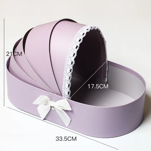 Caja de Regalo de Joyería de Papel en Forma de Cuna con Ribete de Encaje, Estilo Cesta para Bebé, Caja Rígida para Guardar Joyas con Lazo de Satén para Presentación de Regalos - Product Image 3