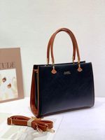 NOUVEAU Sac fourre-tout en cuir PU color-block avec logo personnalisé pour femme, sac à bandoulière avec quincaillerie dorée
