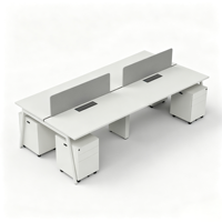 Poste de travail de bureau modulaire moderne pour 4 personnes avec écran de confidentialité et tiroirs de rangement pour bureau à aire ouverte