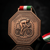 Médaille de course cycliste personnalisée en alliage de zinc, avec relief 3D et émail doux, récompense de marathon avec ruban sublimé