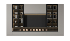 Mueble de <span class=keywords><strong>TV</strong></span> Personalizado Moderno de Lujo con Gabinetes de Vidrio con Luces LED, Estante <span class=keywords><strong>para</strong></span> Sala de <span class=keywords><strong>TV</strong></span> con Panel, Mueble de Pared <span class=keywords><strong>para</strong></span> <span class=keywords><strong>TV</strong></span> - Product Image 5