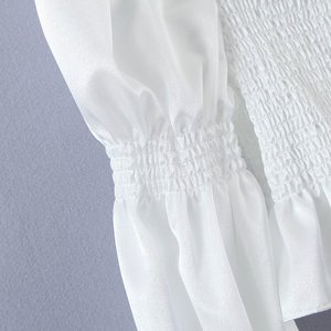 R41965S批发时尚脱肩长袖白色素色女式衬衫 - Product Image 6