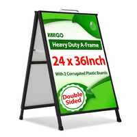 Panneau publicitaire rectangulaire double face en métal 61x91cm (24x36 pouces) avec cadre pour affichage sur trottoir et cour avant