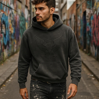 Sudadera con Capucha Extra Grande de Estilo Urbano Vintage para Hombre, Tejido Lavado, Logotipo en Relieve 3D, Personalizada, OEM