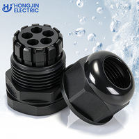 Passe-câble industriel multi-trous en nylon MG16A, équipement électrique PA66, passe-câble multi-voies 2, 3, 4 trous avec joint en caoutchouc EPDM