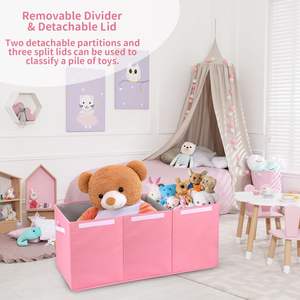 Organisateur de jouets pour filles, grand coffre à jouets pour tout-petits, coffre à jouets pour enfants, pliable, avec séparateur amovible pour salle de jeux, chambre à coucher - Product Image 3