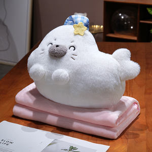Zachte zeedierzeehond baby slaapgoed welterusten zacht pluizig stof knuffeldier 3-in-1 pluche kussen voor huisdecoratie - Product Image 3