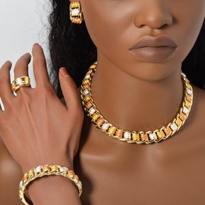 Fashion Dubai Luxury Classic Bridal 14K Gold Plated Zircon Jewelry <b>Set</b> <b>Bracelet</b> <b>Necklace</b> Ring Earrings for Wedding Anniversary - Product Image 4