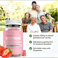 Gummies au collagène et glutathion saveur fraise, formule anti-âge éclaircissante pour la peau, naturelle, extra forte, complément alimentaire pour adultes