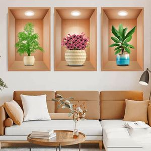 Nouveauté 2025 : Stickers muraux plantes vertes en pot pour chambre et salon – Décoration murale, autocollants décoratifs, papier peint végétal pour la maison - Product Image 2