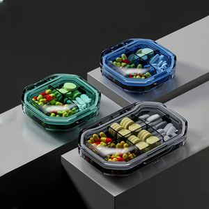 Portable 4-Compartment Travel Pill Organizer Moisture-Proof <b>Plastic</b> Daily Medicine Case Vitamins Fish Oil <b>Pocket</b> Purse - Product Image 6