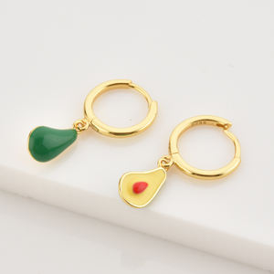 FUAMAY — boucles d'oreilles rondes De fruits <span class=keywords><strong>2022</strong></span>, nouveauté 925, en émail vert - Product Image 4