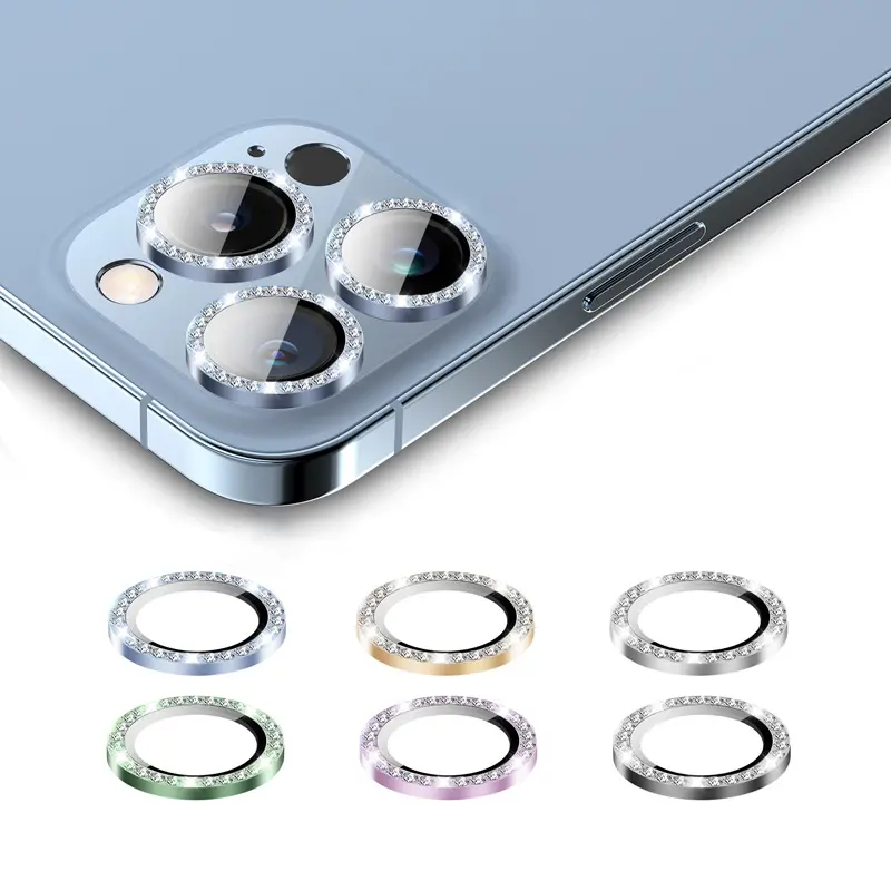 Diamond Bling iPhone camera lens protector film for iphone 14 13 12 pro max glass protector de camara iphone 13