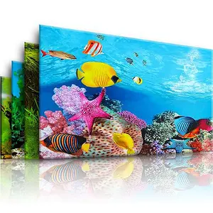 Glossy Aquarium Background Poster Fish Tank ONE SIDE Coral Rock Landscape Poster Wall Decor Single Sided