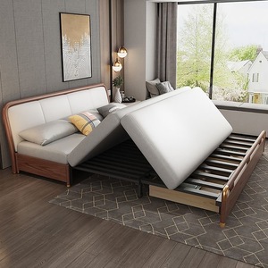 Comfortable Home Furniture Hotel 3 Seat Wood Frames Fabric <strong>Leather</strong> Living Room Folding <strong>Sofa</strong> <strong>Bed</strong> with <strong>Storage</strong> - Product Image 4