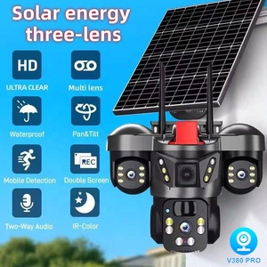 Caméra de Sécurité Solaire Régis 12MP à Triple Objectif Extérieure avec Détection Humanoïde V380, Carte SIM 4G et Panneau Solaire - Product Image 1