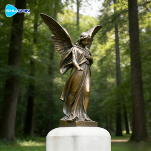 Escultura de Ángel Femenino en Bronce, Estilo Clásico Romántico, Técnica de Fundición, Edición Navideña UV para Parques y Plazas al Aire Libre - Product Image 1