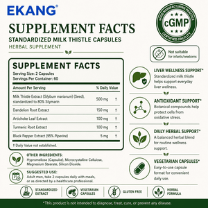 EKANG Milk Thistle Capsules 120 Count Standardized Natural Herb Formula Liver Health Support Herbal <b>Supplement</b> - Product Image 2