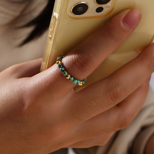 Anillos Boho Hechos a Mano Go2boho 2025 con Piedras de Abeto para Mujer, Cuentas Pequeñas, Joyería de Piedras Preciosas Apilables para Fiesta de Compromiso, Encantador - Product Image 1