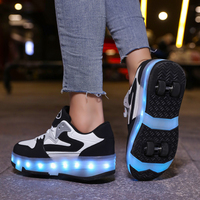 Nouvelles chaussures de sport lumineuses rechargeables avec 4 roues amovibles pour enfants, chaussures à roulettes pour enfants