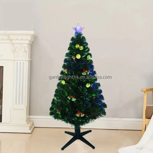 Personnalisé 4FT Haute Qualité Écologique PVC Fibre Optique Arbre de Noël Cloches Vertes et Ornements d'Arc pour la Maison Fête de Vacances - Product Image 5