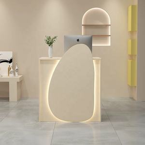 Modern Luxury White Wooden Small Size Reception Desk Durable Reception Desk for Beauty Salon Hair Salon Nail - Product Image 2