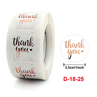 Explosif 500 pièces/rouleau 3.8cm rouleau avec or chaud merci pour l'achat d'étiquette autocollante décorative commerciale