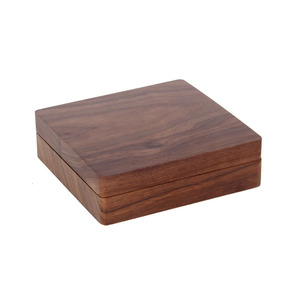 Wood <b>Ring</b> <b>Storage</b> Box Walnut Gray Flocked Lining For Jewelry - Product Image 4