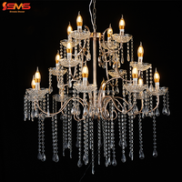 Lustre en métal doré de grande taille avec lumière chaude pour la décoration de plafond de mariage, événement ou fête - Vente flash SMS