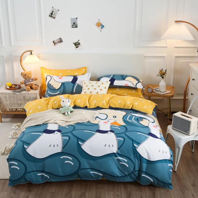 Wholesale High quality cartoon printed polyester kids bedding set duvet cover pillow cover bedsheet