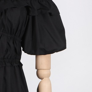 Robe longue en mousseline de soie Bettergirl, nouvelle collection été 2024, de haute qualité, épaules dénudées, manches bouffantes, coupe trapèze, noire, pour femme, ample et élégante - Product Image 3