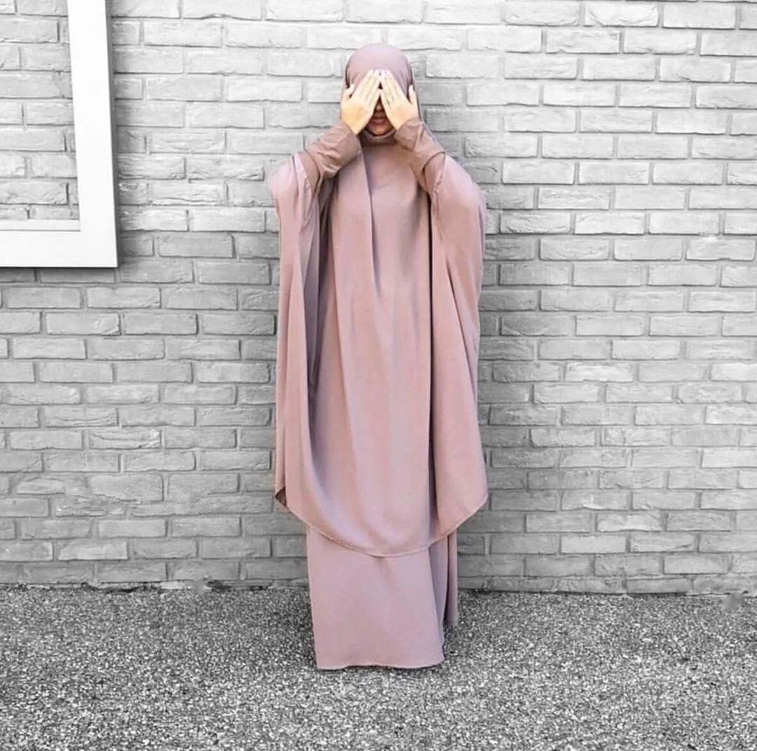 فستان مسلم تقليدي جلباب ابي باجو كورونج بورقة خمار عباية خمار مع ربطه خلفيه