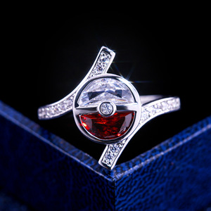 Anello creativo Pokeball rosso e bianco, anello alla moda, regalo di compleanno per le donne, gioielli da indossare tutti i giorni - Product Image 4